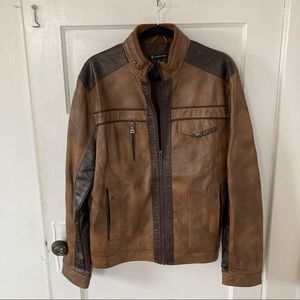 International Concepts (INC) Men’s Brown Leather Jacket, size M